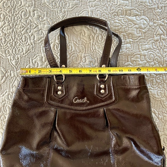 Authentic  Coach Ashley  Satchel  Patent  Leather  Bag  Espresso Mahogany Brown - Picture 10 of 10